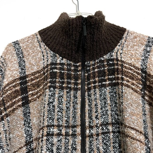 Marc New York Zip Up Turtleneck Plaid Tassel Hem Sweater Poncho One Size Fit All - Picture 8 of 16